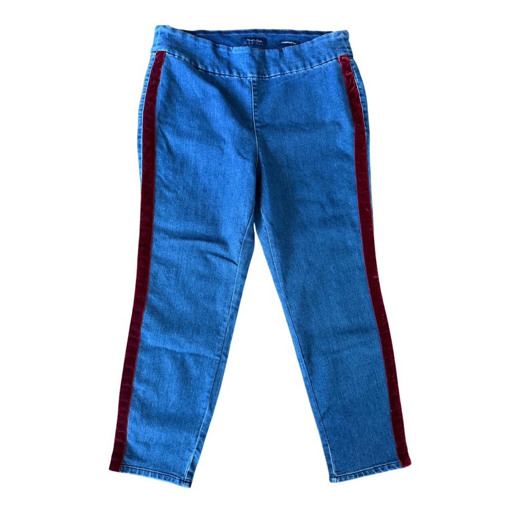 Charter Club Women's 16P Cambridge Slim Velvet Stripe Blue Jeans | SKU 1105